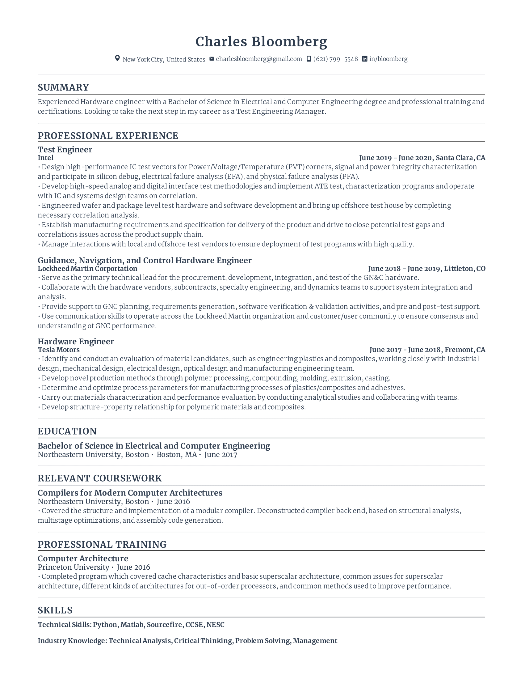 Senior test Engineer with high amount of experience and skills in related fields from various companies.