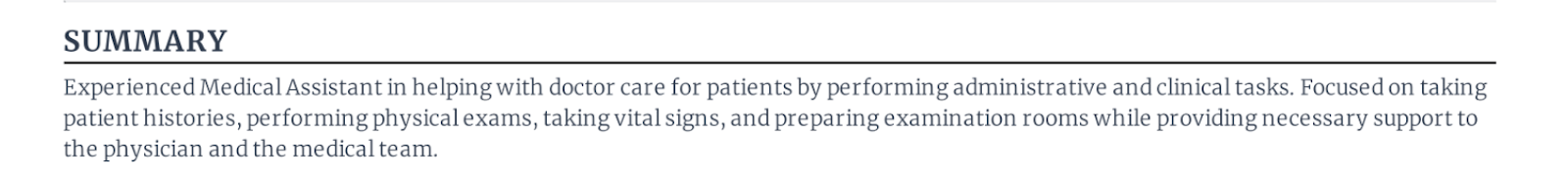 Medical assistant resume summary