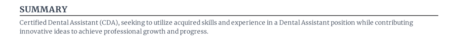 Dental assistant resume objective