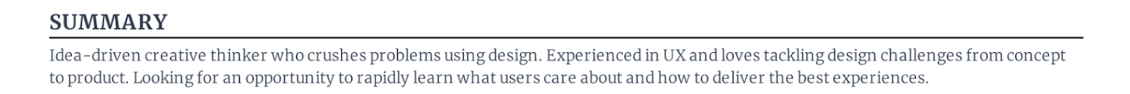 Product designer resume objective