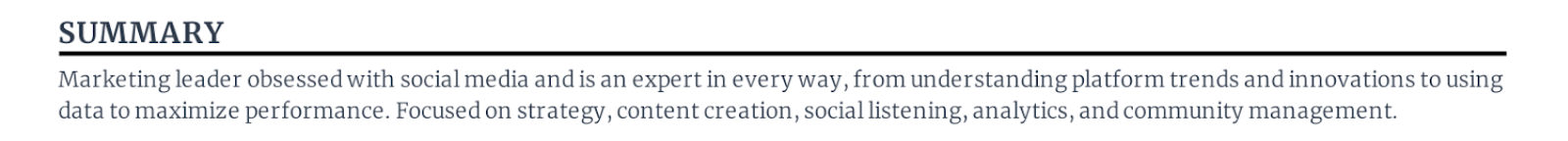 Social media resume objective