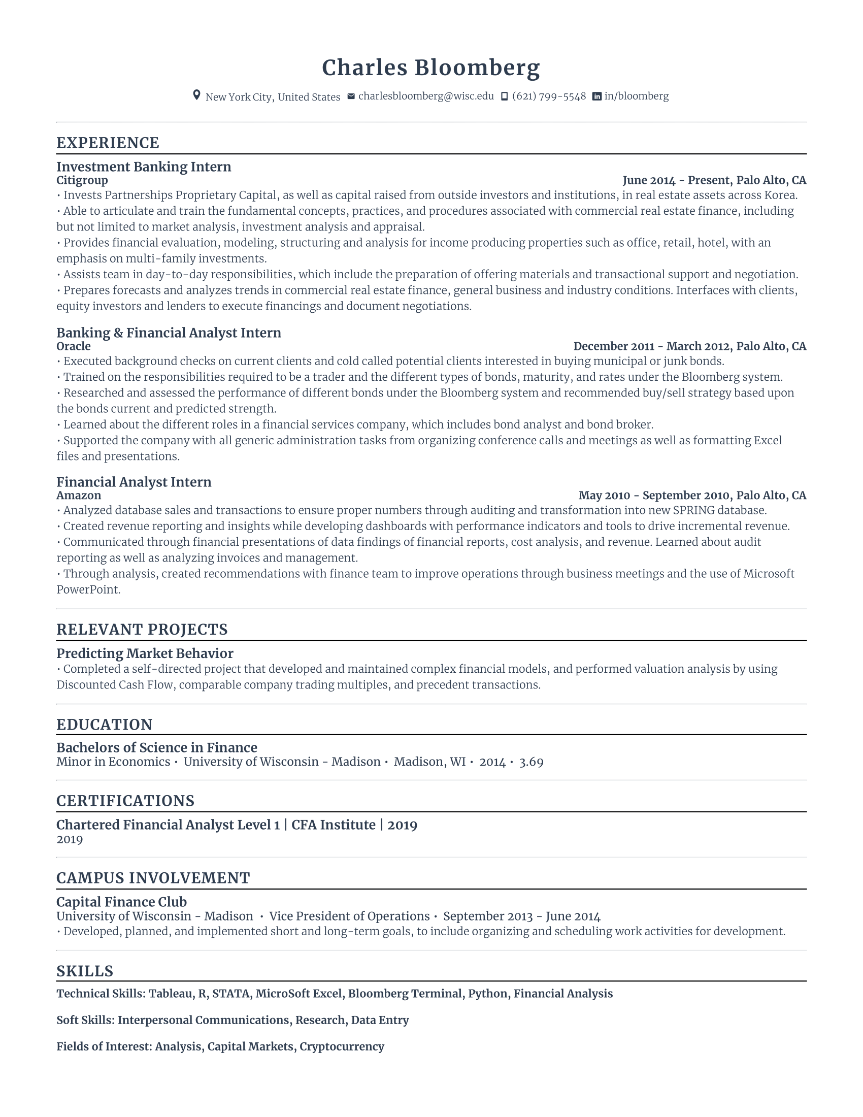 Banking resume with high amount of experience and skills in related fields from various companies.