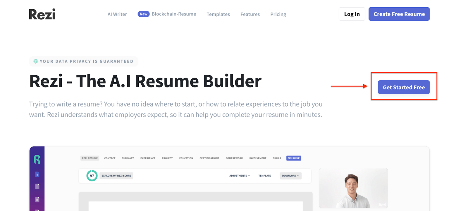 Create a free Rezi account to create your free resume