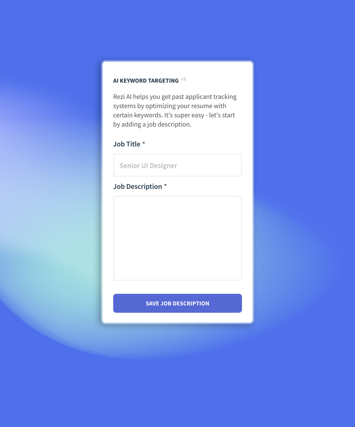 On the right side of the page, you’ll find the AI keyword targeting feature.