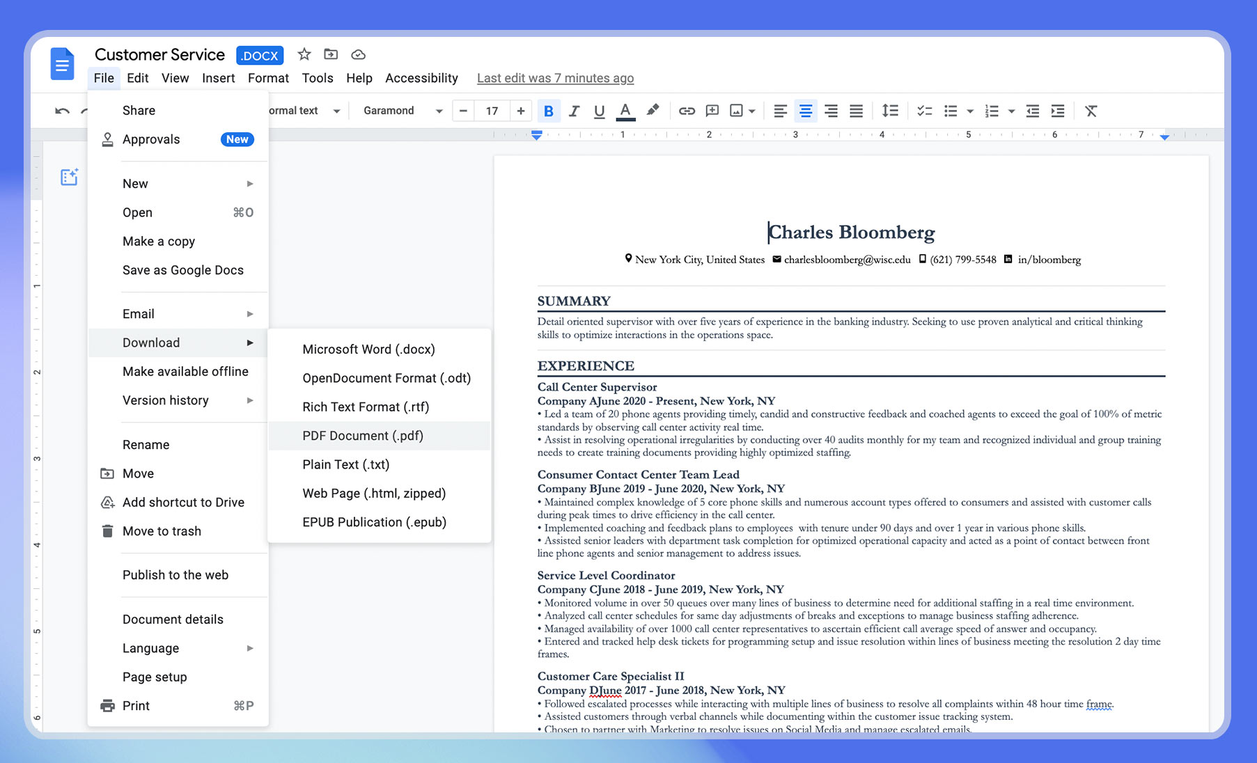 How to save your resume as pdf in google docs