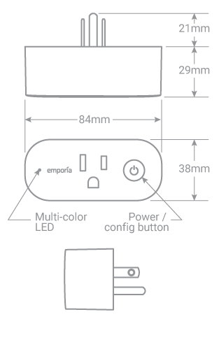 Emporia Smart Plug Dimensions