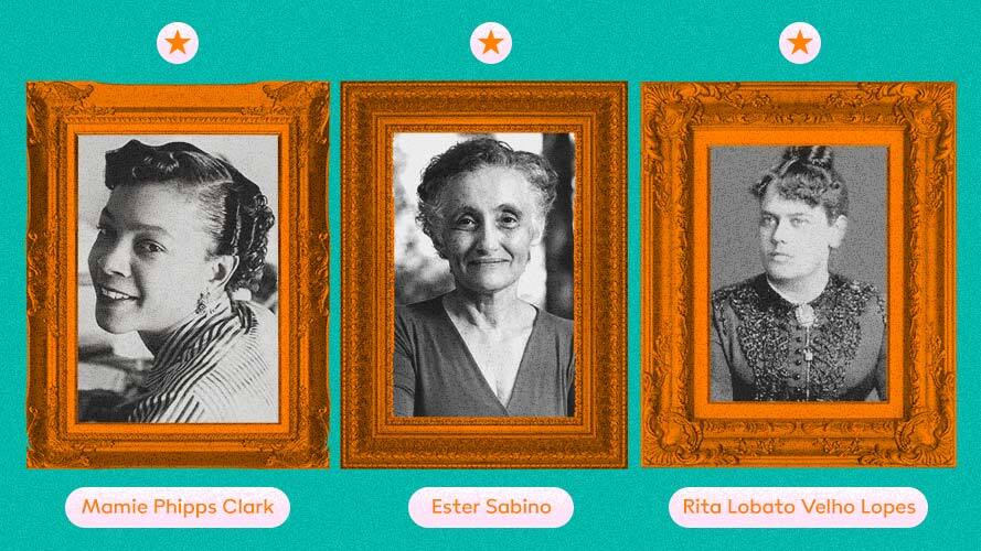 Fotos de Mamie Phipps Clark, Ester Sabino e Rita Lobato Velho Lopes