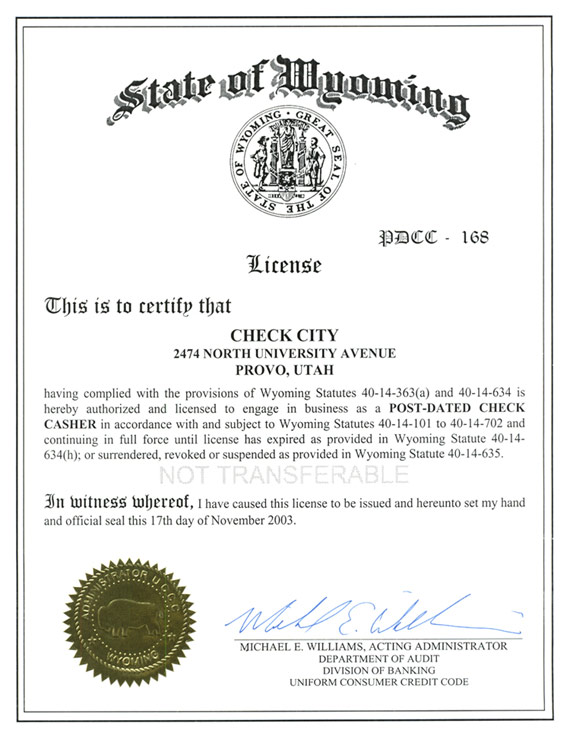 Rates and Fees Wyoming Check City