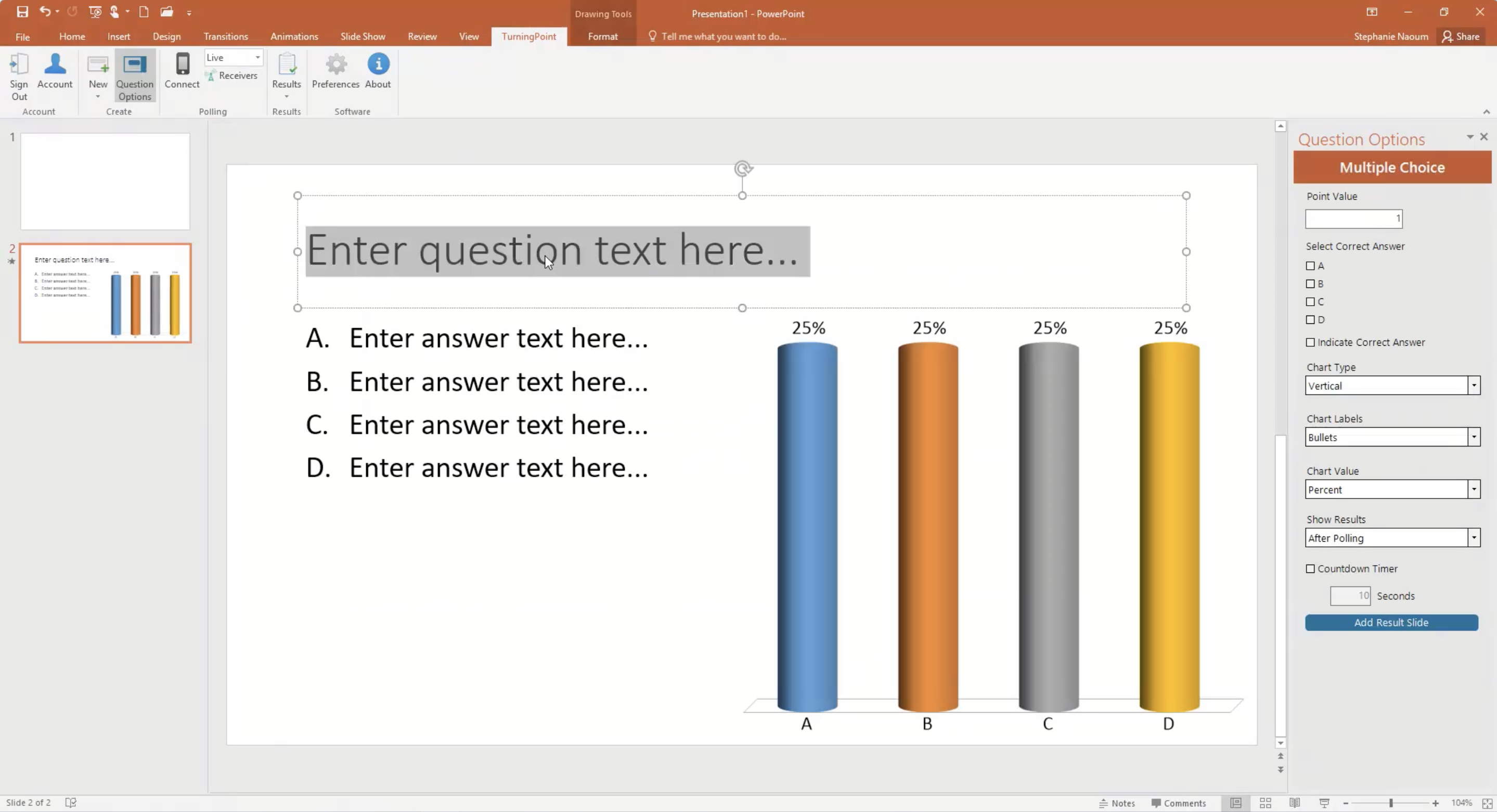 Editing a question in TurningPoint