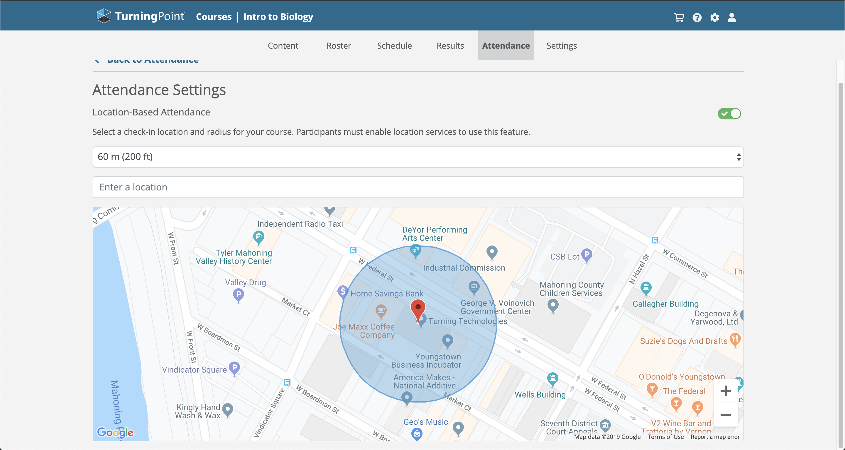 GPS location-based attendance on TurningPoint web