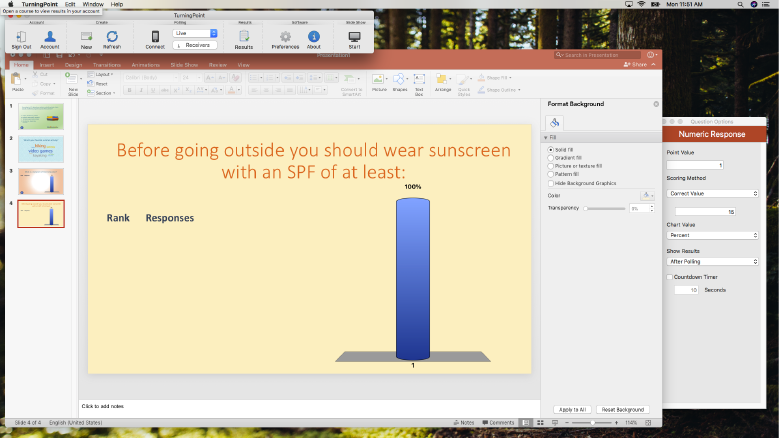 TurningPoint for PowerPoint on a Mac laptop