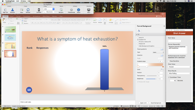 TurningPoint for PowerPoint on a Mac laptop