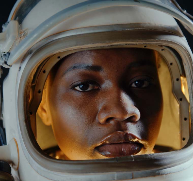 Woman in a space suit