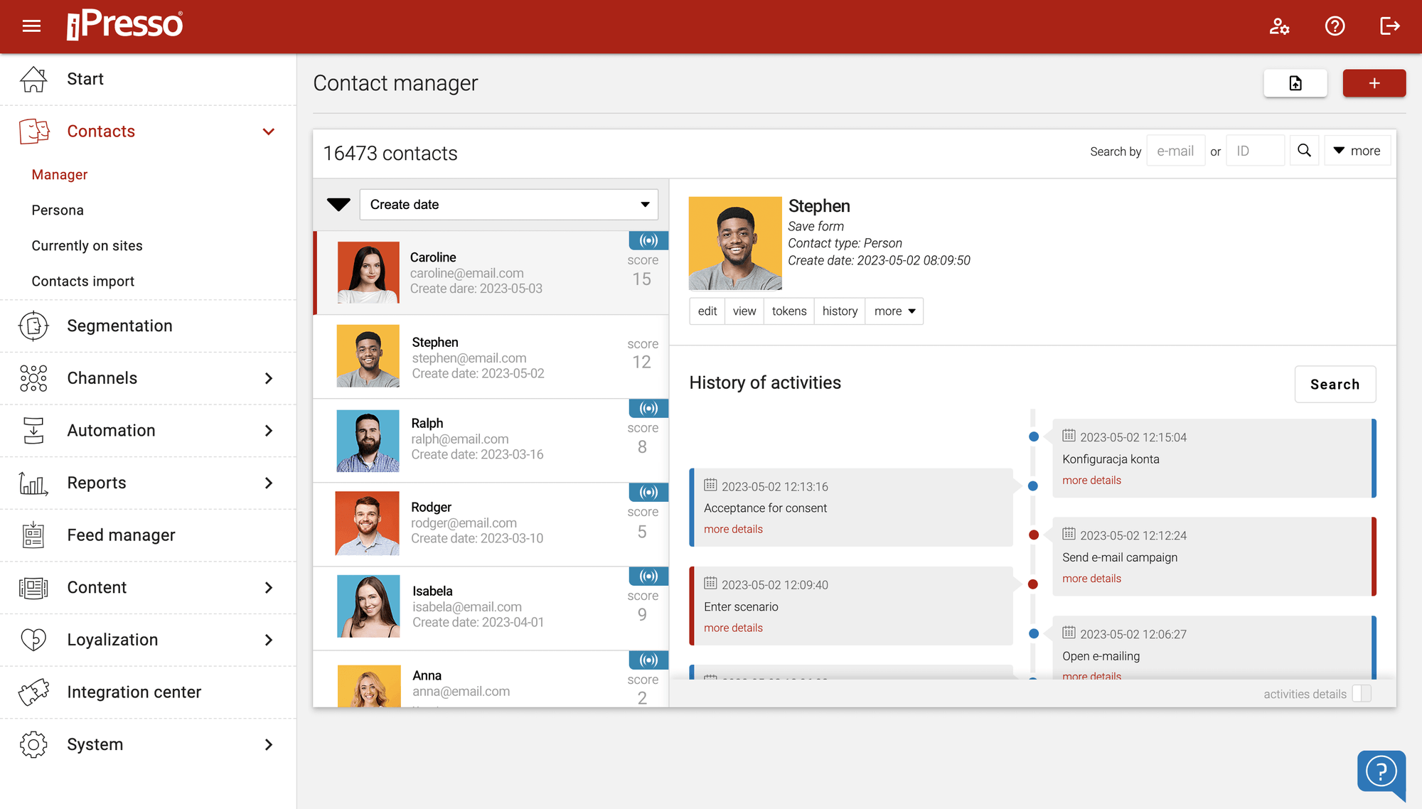iPresso Contact database management Know more