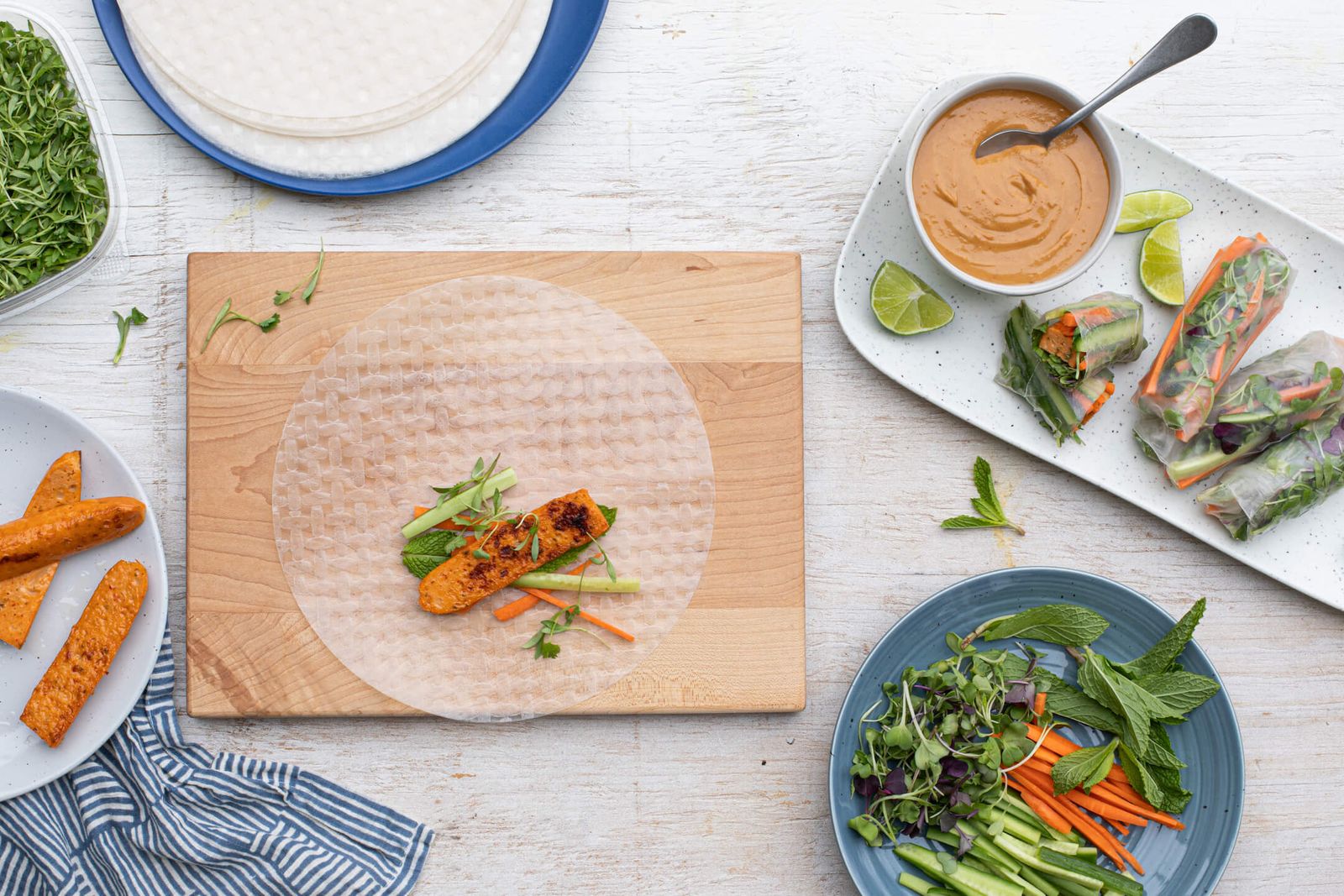 Kvarøy Arctic Salmon Hot Dog Spring Rolls with Spicy Peanut Sauce