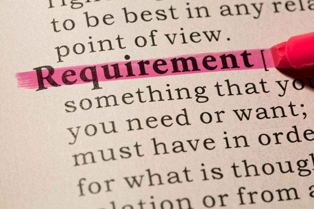 The definition of Requirement in the dictionary, with the word "Requirement" highlighted