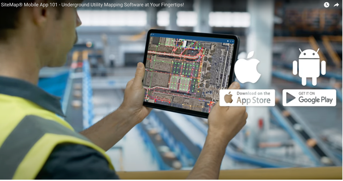 Man holding iPad with utility map data on it
