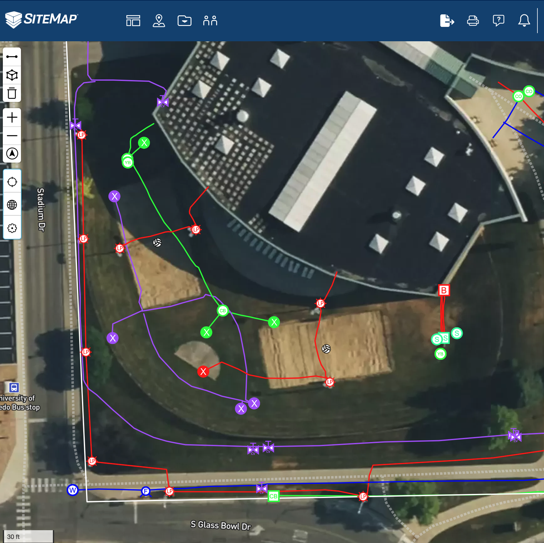 Screenshot of SiteMap® data.