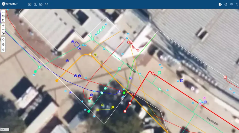 Screenshot of SiteMap® utility mapping data.