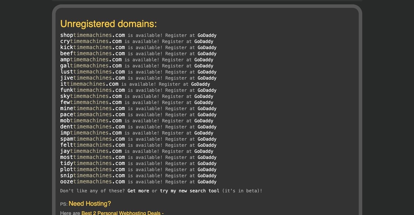 impossibility domain search