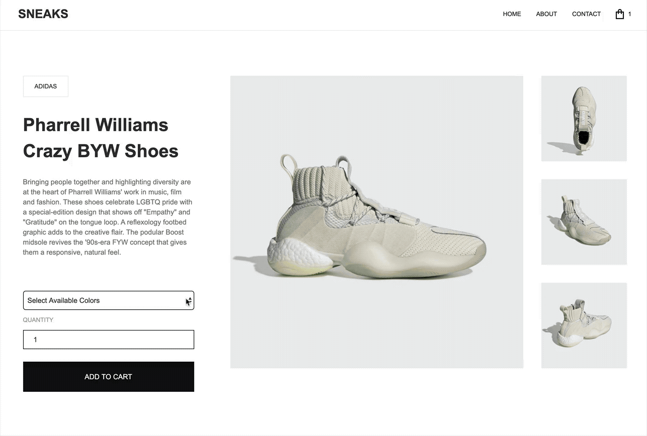 Create a unique set of photos per product variant.