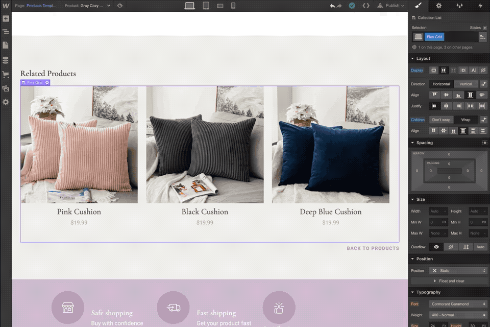 Create a list of products with the same categories (plural!) as the product you're viewing.
