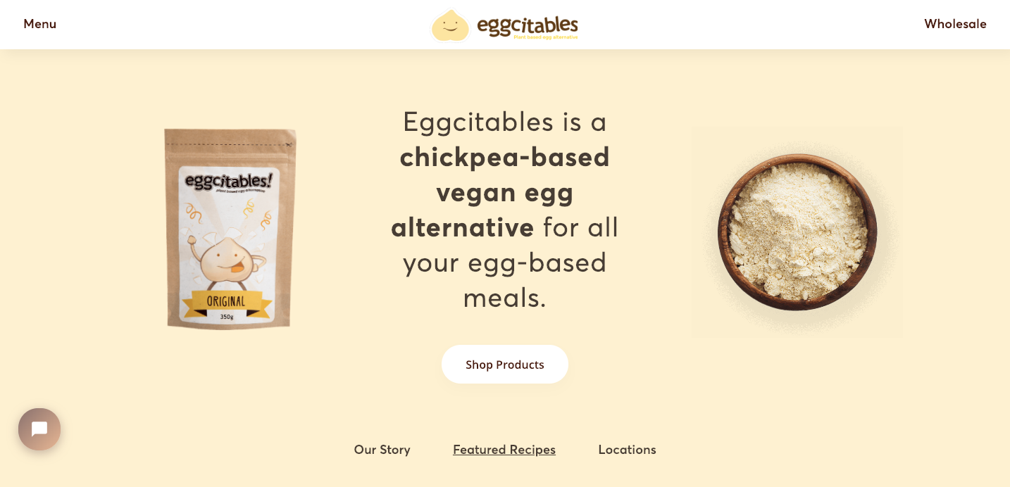 Eggcitables homepage.
