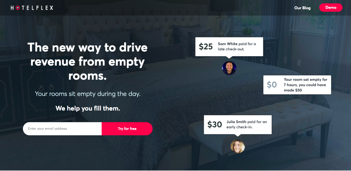 HotelFlex homepage hero section