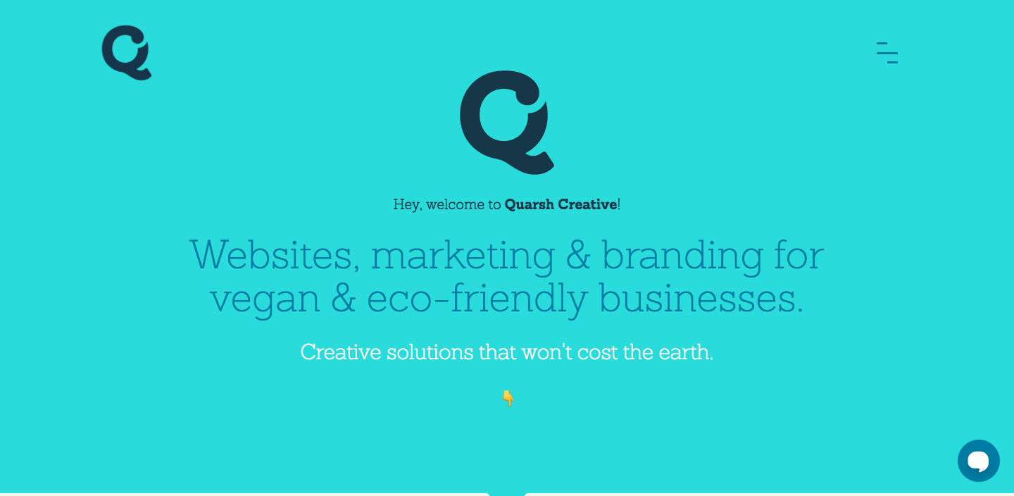 Quarsh creative agency homepage hero