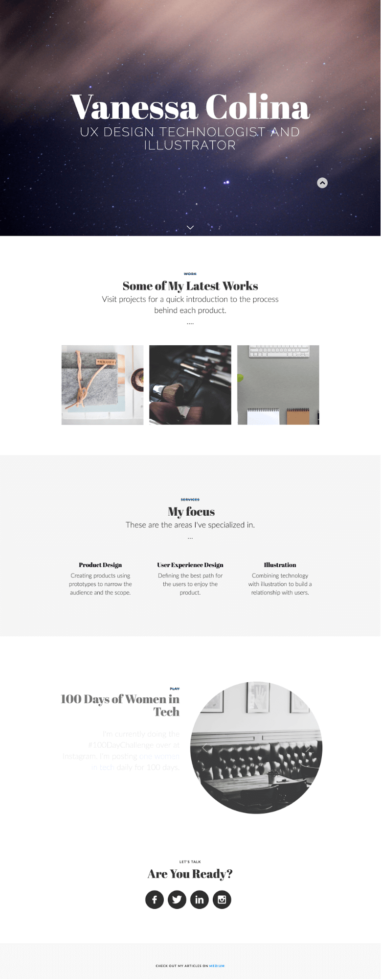 Vanessa Colina's portfolio homepage