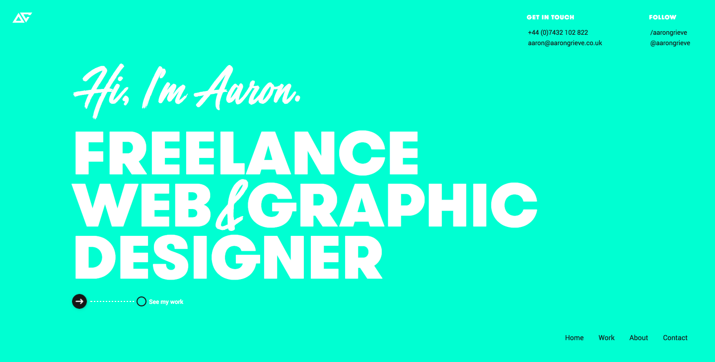 Aaron Grieve's portfolio homepage