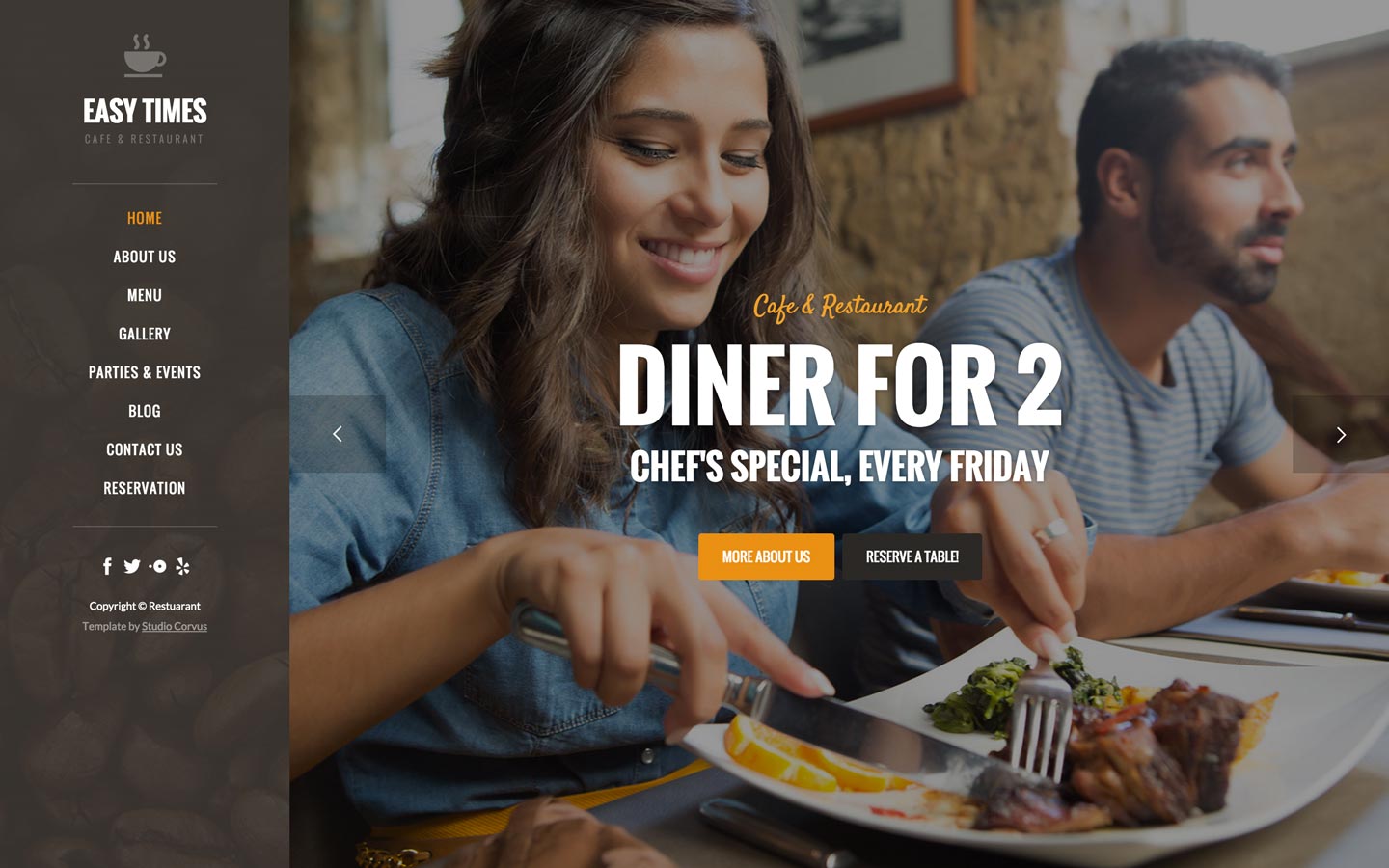 Easy Times cafe and restaurant website template