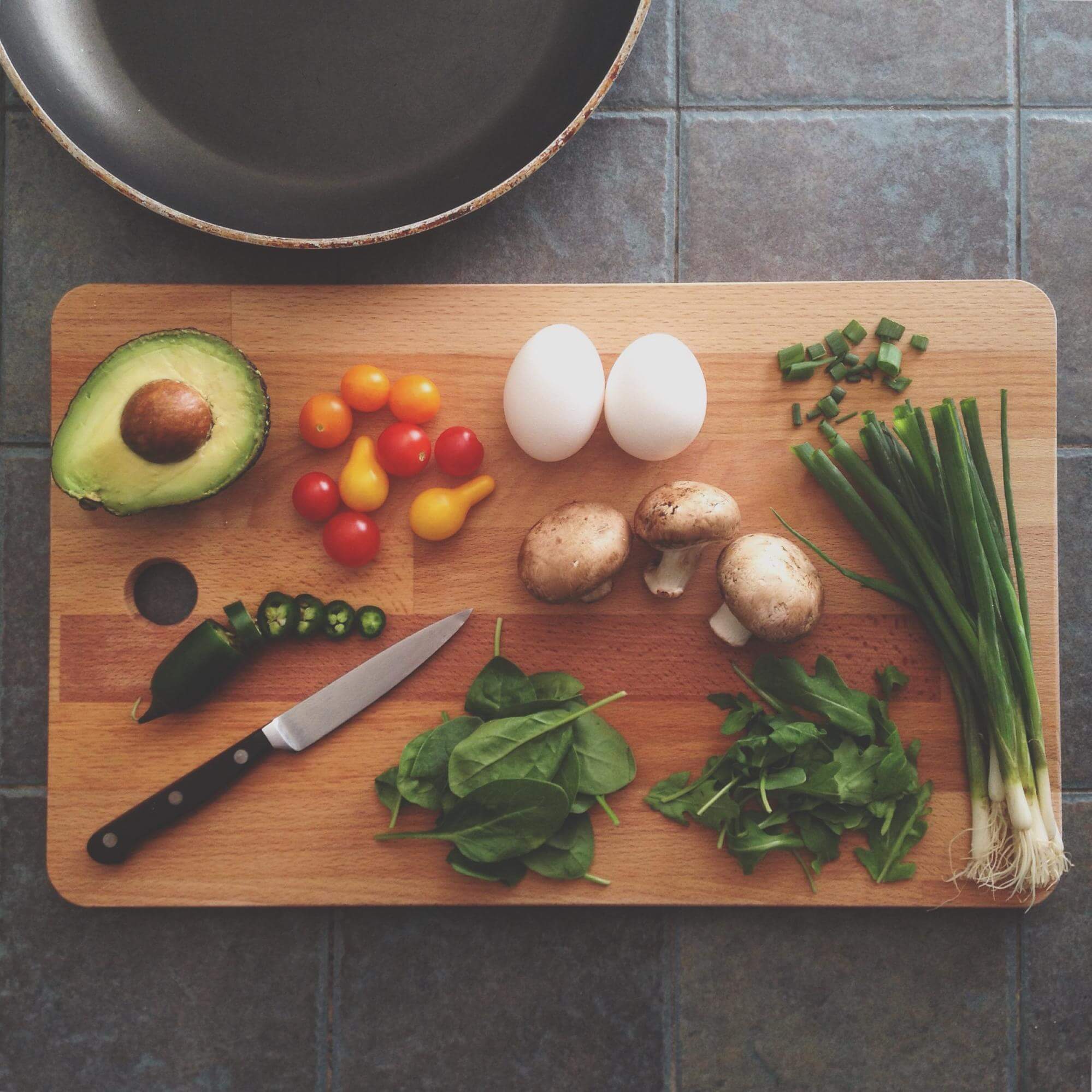 simple ingredients placed on a cutting board