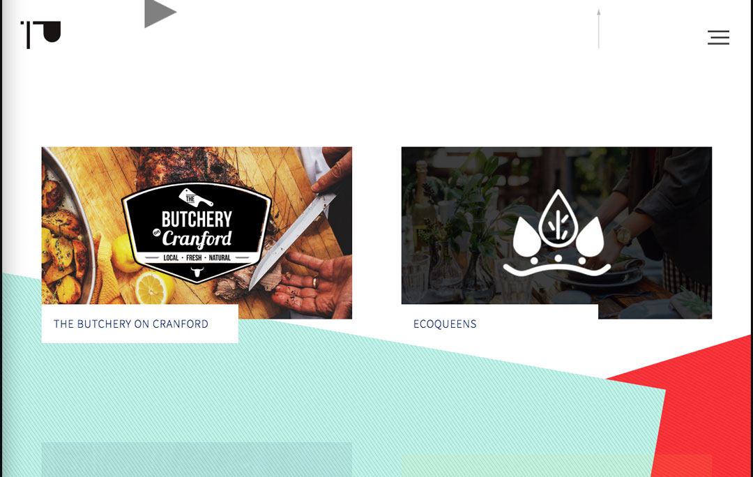 Slanted background graphics on Presentations's website