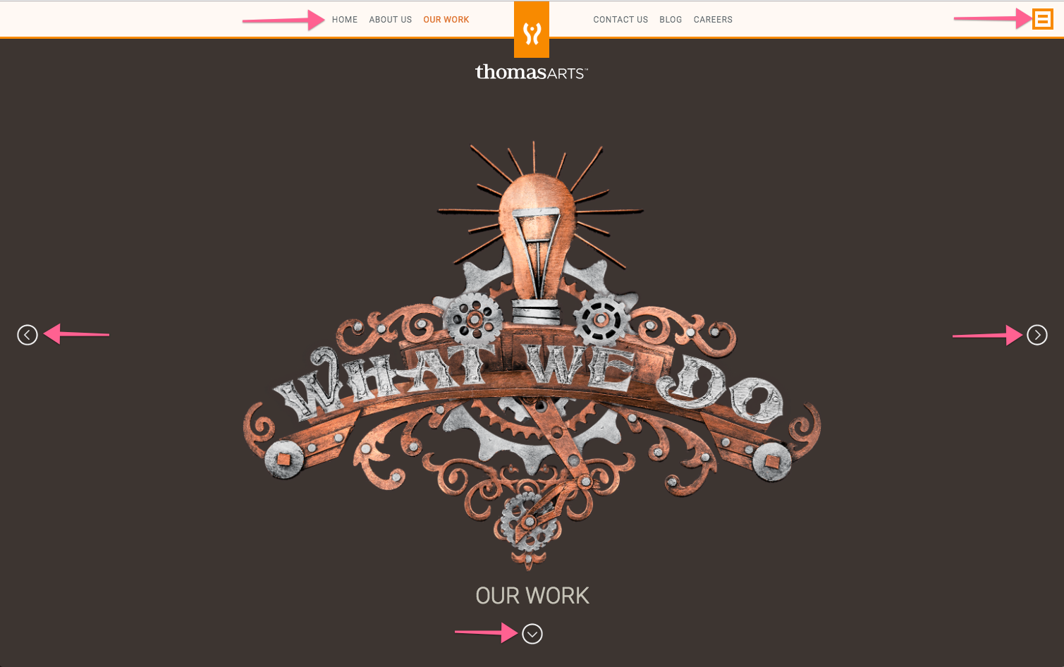 ThomasARTS agency website homepage
