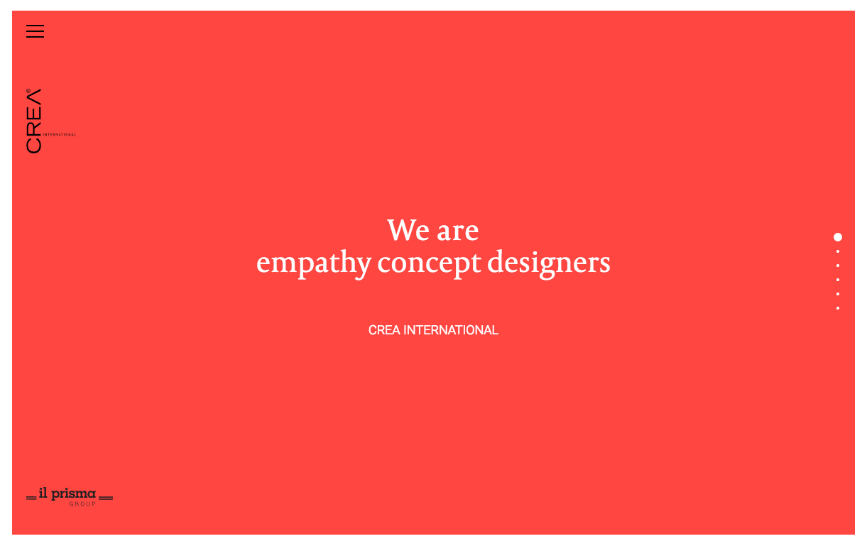 Crea Interantional website homepage