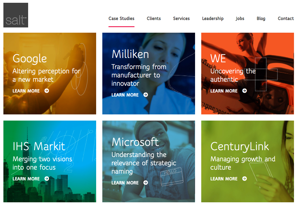 Salt agency website case study grid