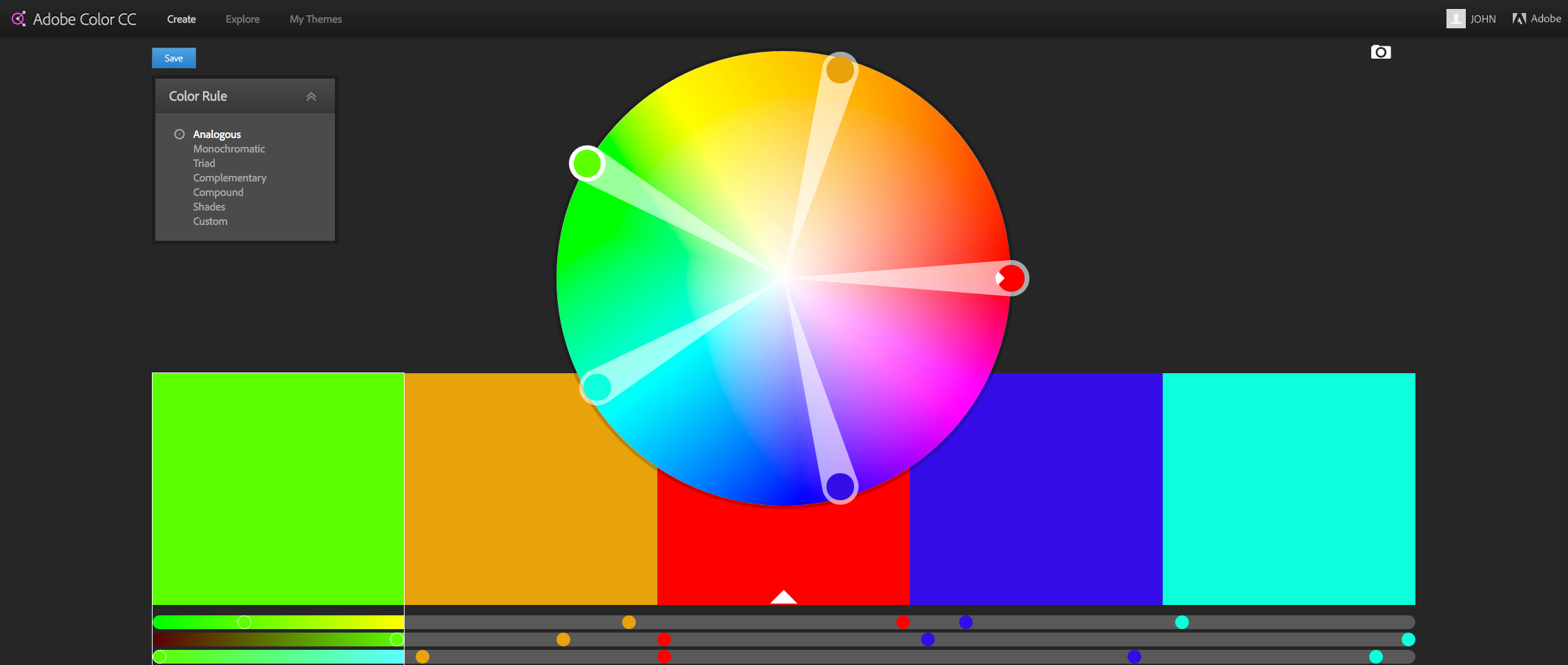 screenshot of Adobe Color CC