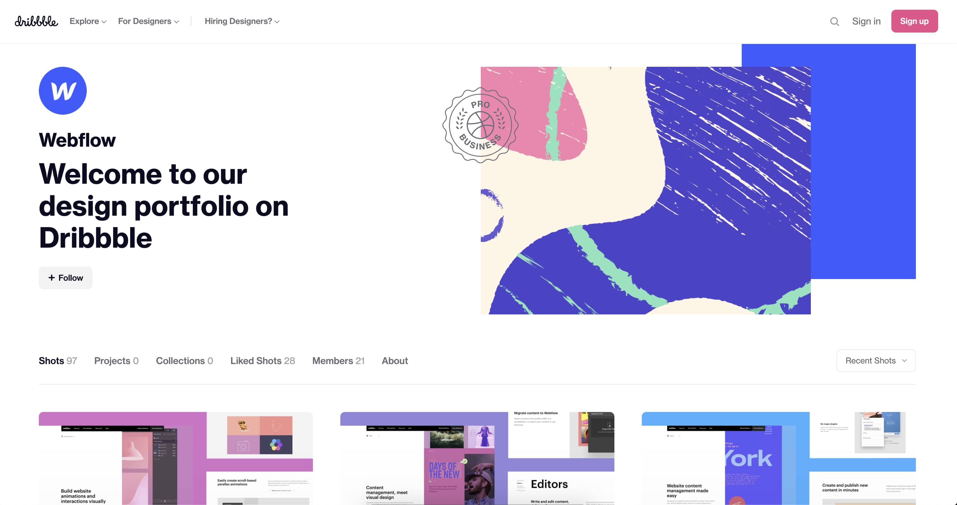webflow on dribbble
