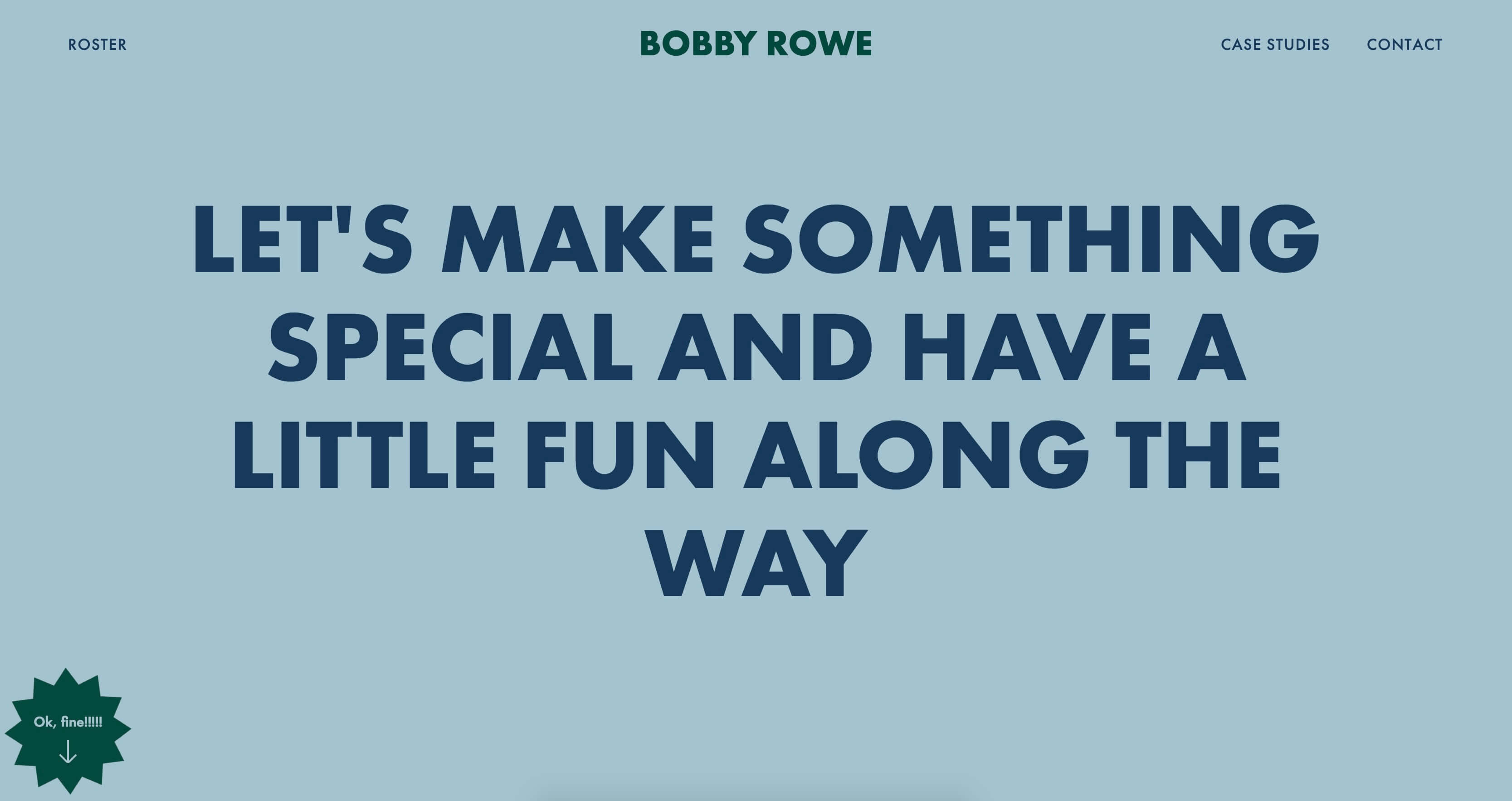 screenshot of Bobby Rowe's personal website