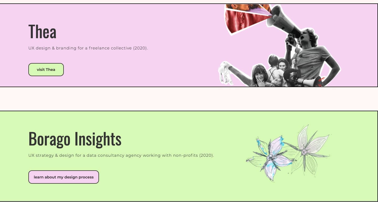 screenshot of Tamara's work
