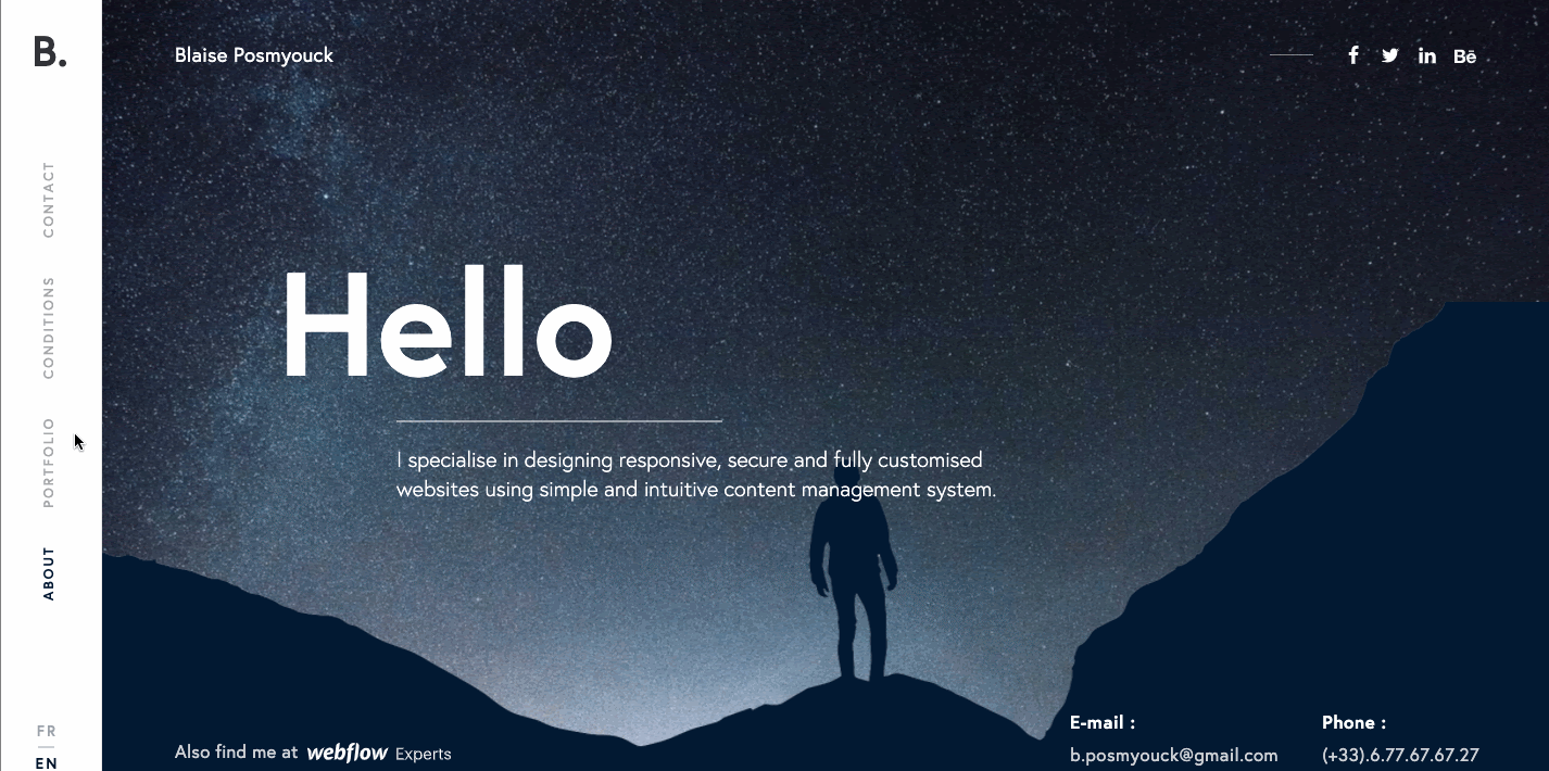 gif of Blaise Posmyouck's website