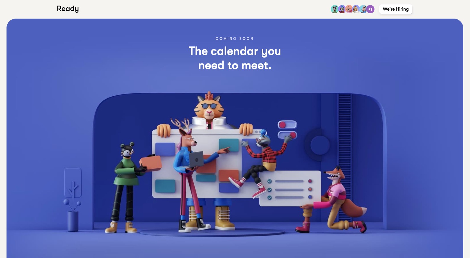 screenshot of Ready's homepage