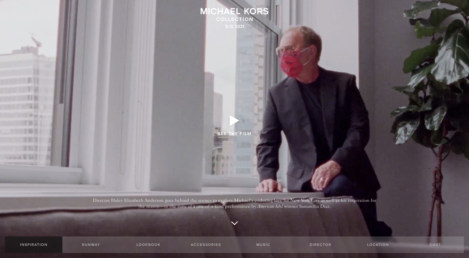 screenshot of michael kors' collection page