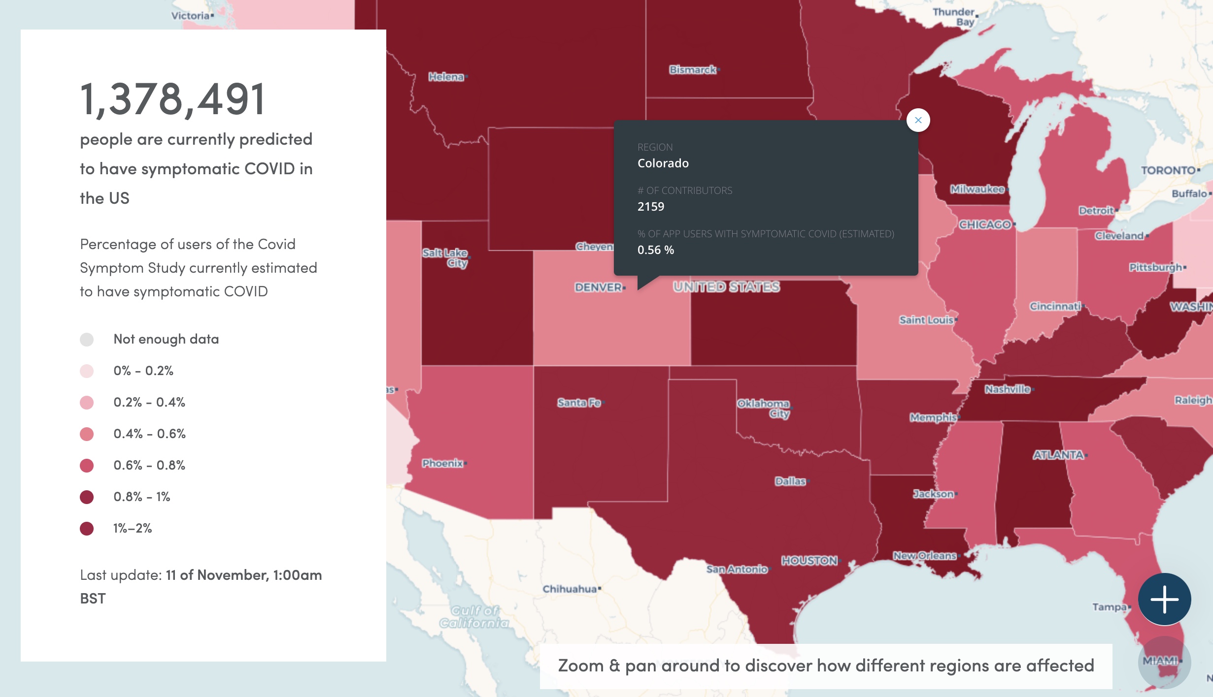 Interactive map of COVID-19 cases in the U.S.