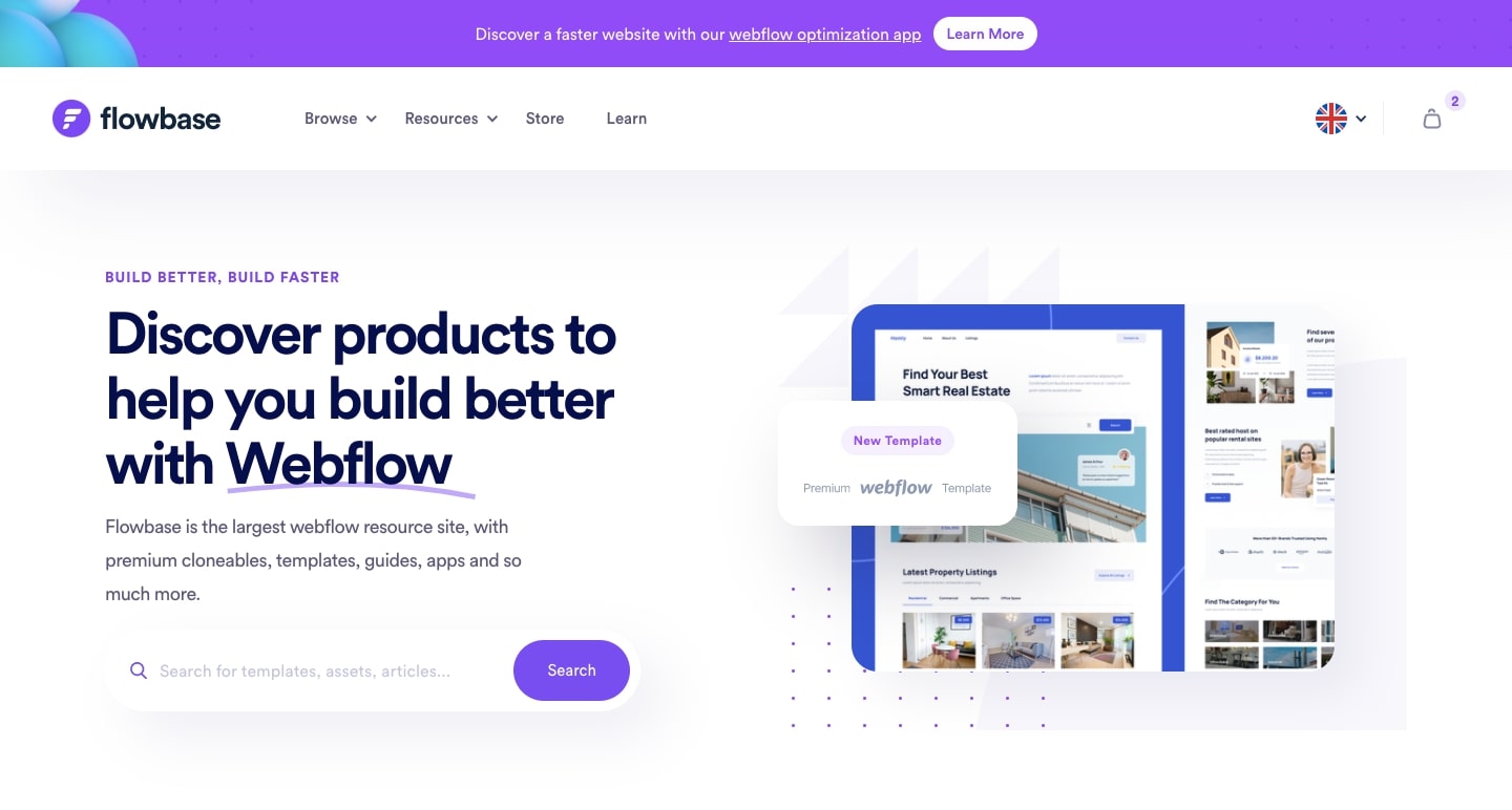 An image of the Flowbase home page.