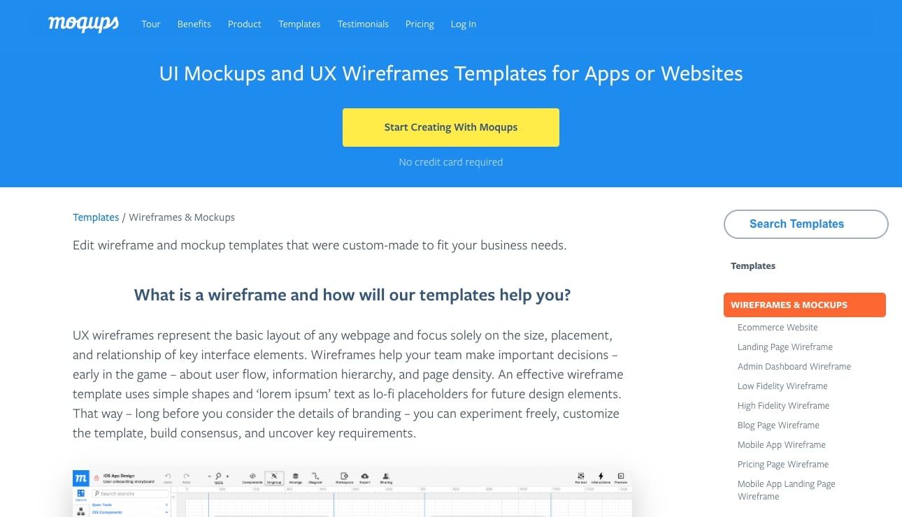 moqups wireframe tools