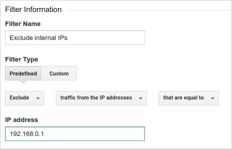 An image of how to add a traffic filter in Google Analytics.