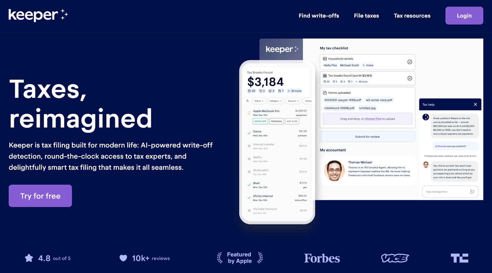 Keeper landing page screenshot