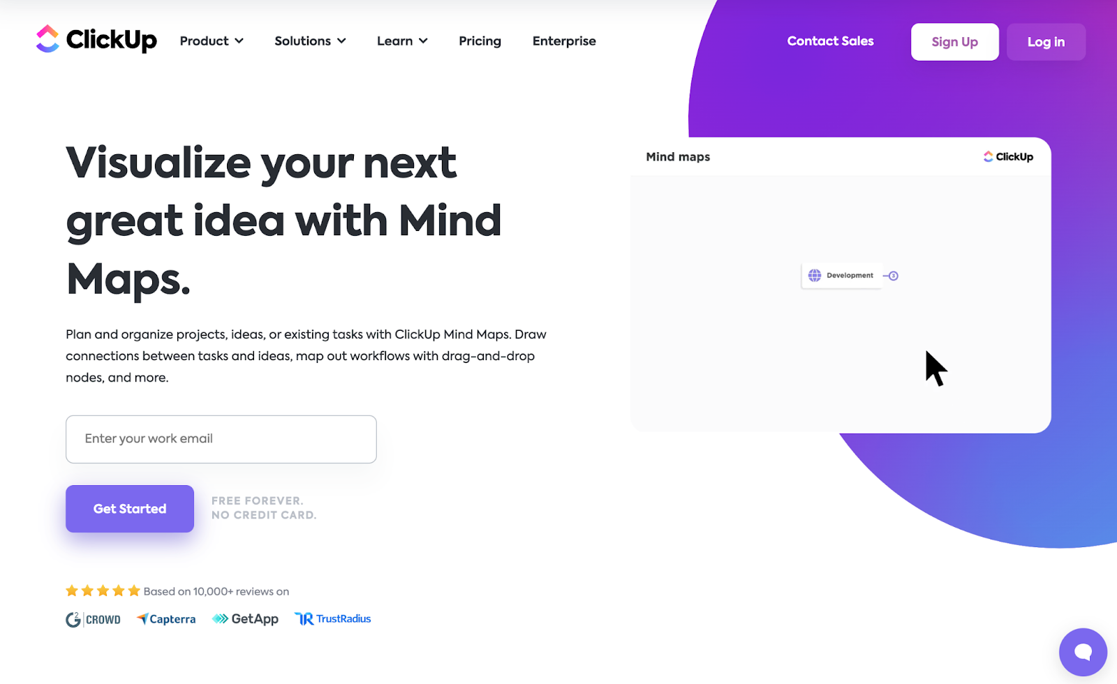 ClickUp's Mind Maps landing page